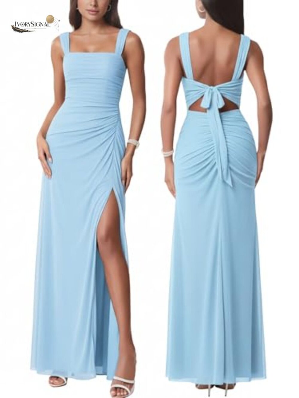 Sexy Mesh Sleeveless Ruched Maxi Dress Party Cocktail Wedding Guest